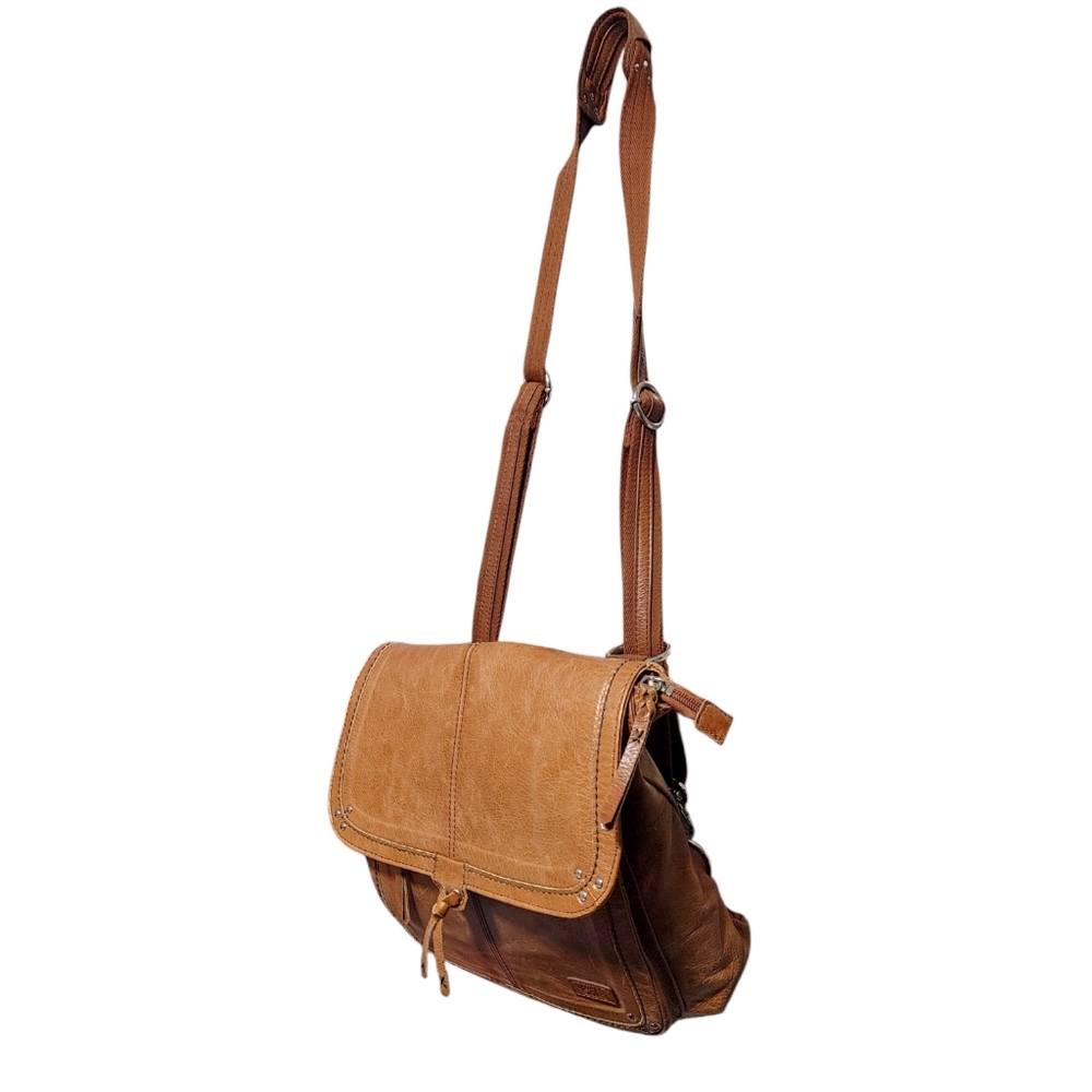 The Sak Brown Leather Convertible Fold over Backpack Satchel Bag Handbag Purse - Picture 4 of 10